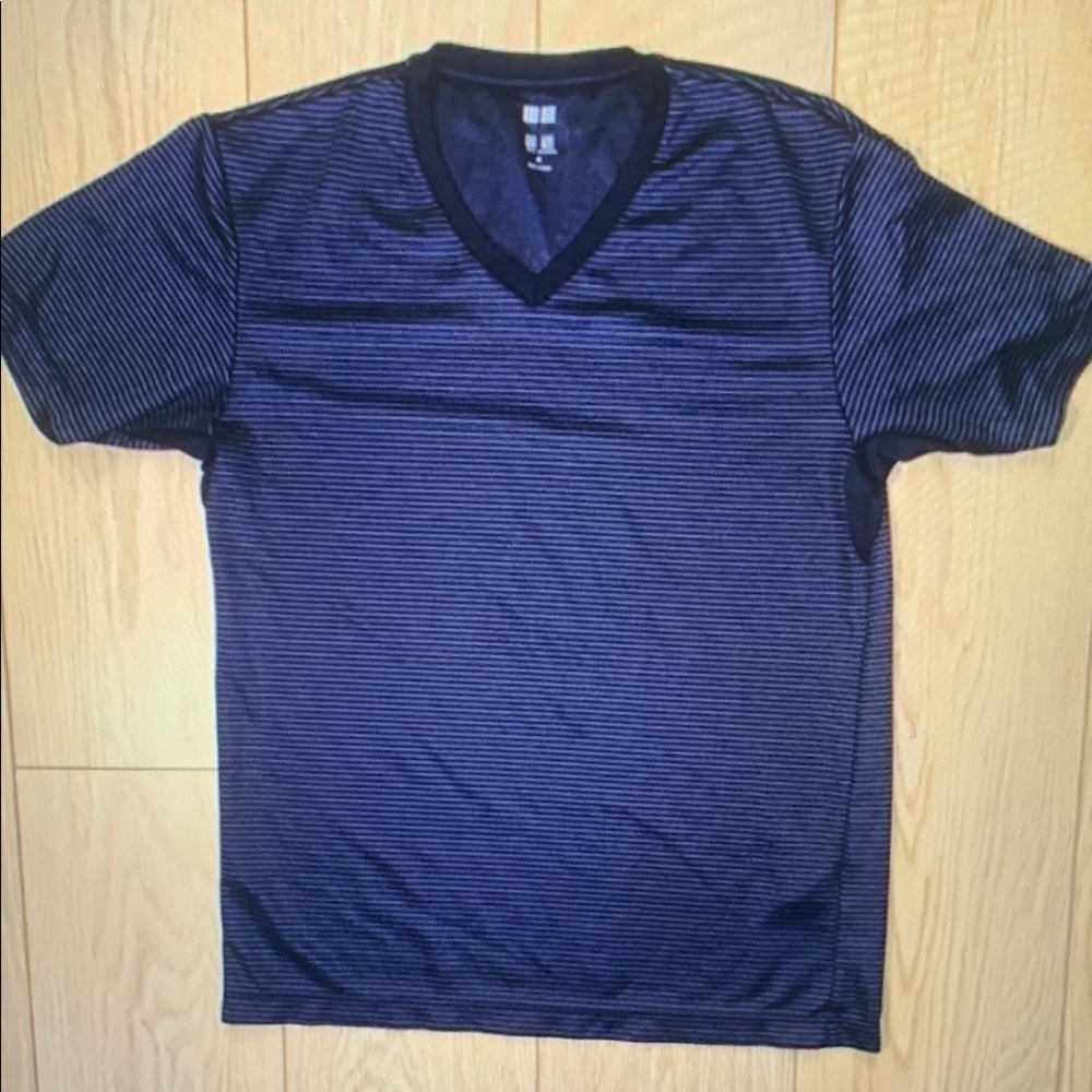 Men's Navy Striped V-Neck Tee